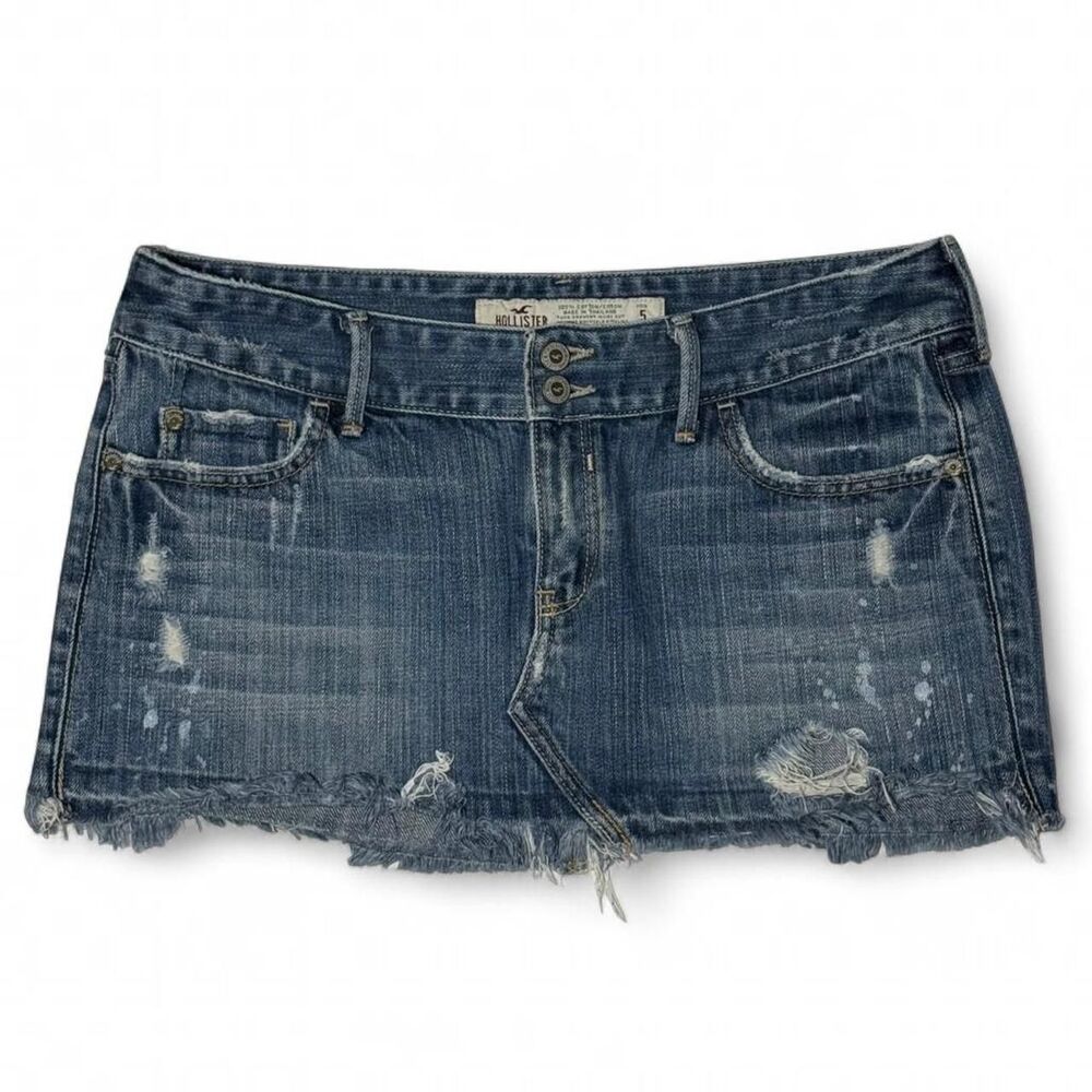 Hollister Y2K Low Rise Distressed Mini Skirt Paint Splatter Design Women’s Size5